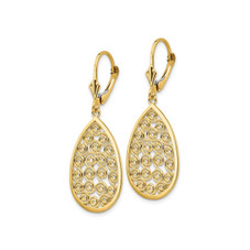 14K Yellow Gold Teardrop Filigree Dangle Earrings product image