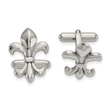 Mens Fleur De Lys Polished Cuff Links in Stainless Steel product image