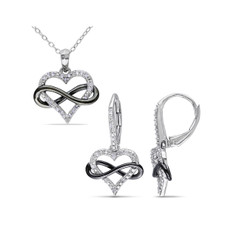 1/6 Carat (ctw) Diamond Infinity Heart Earrings And Pendant Set product image