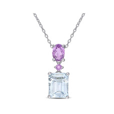 3.76 Carat (ctw) Light Ice Aquamarine And Amethyst Necklace product image