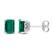 1.80 Carat (ctw) Lab-Created Emerald Earrings in Sterling Silver product image