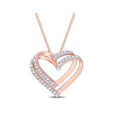 1/5 carat (ctw) Diamond Heart Necklace in Pink Plated Sterling Silver product image