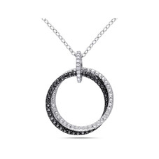 Accent Diamond Circle Pendant Necklace in Sterling Silver product image