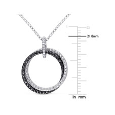 Accent Diamond Circle Pendant Necklace in Sterling Silver product image