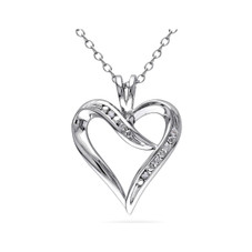 1/20 Carat (ctw I2-I3) Diamond Heart Necklace in Sterling Silver product image