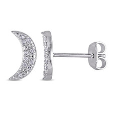 1/10 Carat (ctw) Diamond Crescent Moon Earrings in Sterling Silver product image