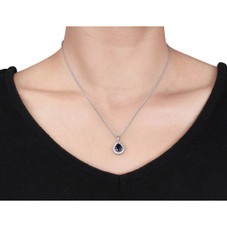 2.20 Carat (ctw) Lab-Created Blue & White Sapphire Necklace product image