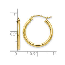 10K Yellow Gold Polished Hoop Earrings - 4/5 Inches (2mm) product image