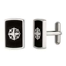 Stainless Steel Polished Black Plated Compass Cuff Links product image