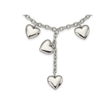 Stainless Steel Polished 18" Hearts Necklace product image