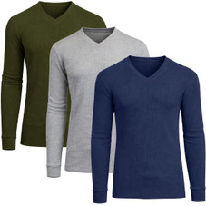 Men’s Long Sleeve V-Neck Waffle Knit Thermal Shirt (3-Pack) product image