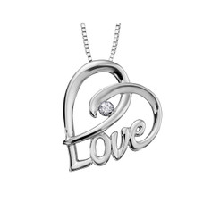 Love Heart Pendant Necklace with Chain in Sterling Silver  product image