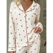 Women's Cherry Printed Pajamas (2 Piece Set)  product image