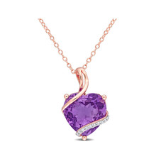 6.50 Carat (ctw) Rose Gold Plated Amethyst Heart Pendant Necklace product image