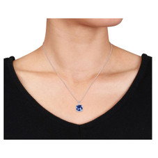 5.85 Carat (ctw) Lab-Created Sapphire and Diamond Necklace product image