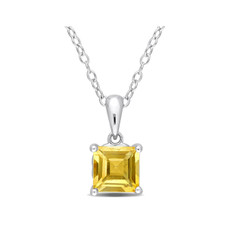 1.05 Carat (ctw) Princess-Cut Citrine Necklace in Sterling Silver product image