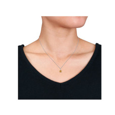 1.05 Carat (ctw) Princess-Cut Citrine Necklace in Sterling Silver product image