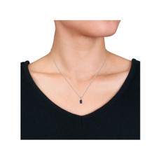 1.50 Carat (ctw) Lab Created Blue Sapphire Emerald-Cut Necklace product image