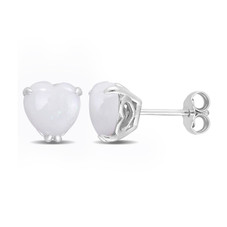 2.44 Carat (ctw) Opal Solitaire Stud Heart Earrings in Sterling Silver product image