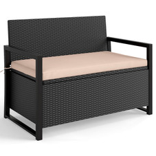 Rattan Loveseat with Inclined Backrest and Under-Seat Storage product image