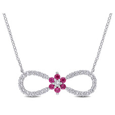 1.20 Carat (ctw) Lab-Created Ruby and White Sapphire Infinity Necklace product image