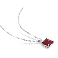 3.06 Carat (ctw) Lab-Created Princess Ruby Solitaire Necklace product image