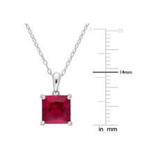 3.06 Carat (ctw) Lab-Created Princess Ruby Solitaire Necklace product image