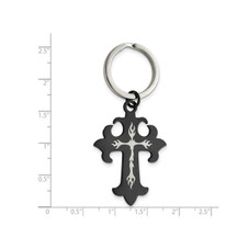 Stainless Steel Polished Black-Plated Cross Key Ring product image