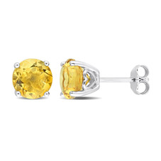 3.70 Carat (ctw) Citrine Solitaire Stud Earrings in Sterling Silver product image