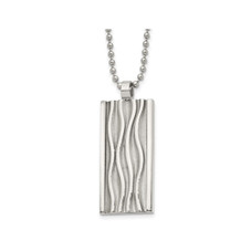 Men's Stainless Steel Waves Dogtag Pendant Necklace product image