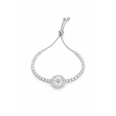 18K Gold Plated Adjustable Halo CZ Slider Bracelet product image