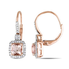 1.30 Carat (ctw) Morganite and Diamond Earrings in 10K Rose Gold product image
