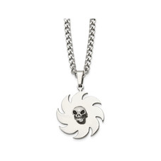 Stainless Steel Skull on Saw Blade Pendant Necklace  product image