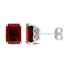 5.20 Carat (ctw) Garnet Emerald-Cut Stud Earrings in Sterling Silver product image