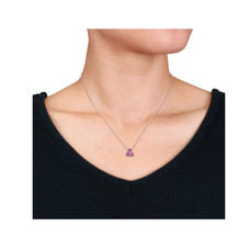 1.45 Carat (ctw) Lab-Created Ruby and White Sapphire Necklace product image