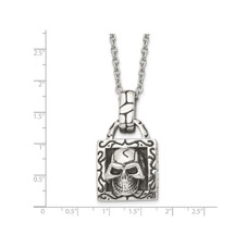 Antiqued and Polished Skull Pendant Necklace product image