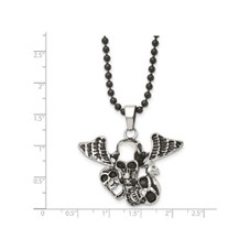 Antiqued and Polished Skulls with Wings Necklace  product image