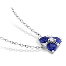 1.35 Carat (ctw) Lab-Created Blue Three Stone Pendant Necklace product image