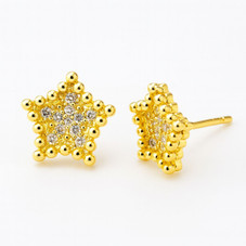 Gold-Plated Beaded Star Stud Earrings product image