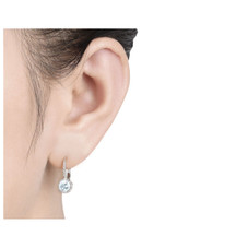 1.50 Carat (ctw) Aquamarine Earrings with Diamonds in Sterling Silver product image