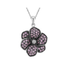 1.00 Carat (ctw) Lab-Created Pink Sapphire Flower Pendant Necklace product image