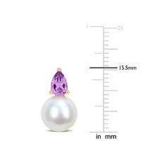 8.5-9mm Cultured Freshwater Pearl Earrings with Amethyst  product image