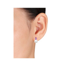 8.5-9mm Cultured Freshwater Pearl Earrings with Amethyst  product image