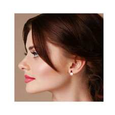 8.5-9mm Cultured Freshwater Pearl Earrings with Garnet  product image