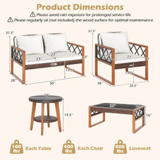 5-Piece PE Wicker Patio Furniture Set with Acacia Wood Frame product image