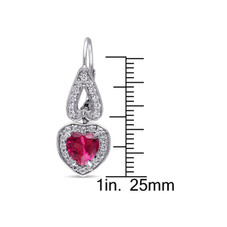 4.94 Carat (ctw) Lab Created Ruby and White Sapphire Heart Earrings product image