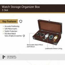 5-Slot Wood Watch Storage Box product image