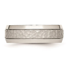Men's Hammered Stainless Steel Wedding Band (7.5mm) product image