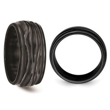 Men's Black Titanium Grooved Waves Band (10mm) product image