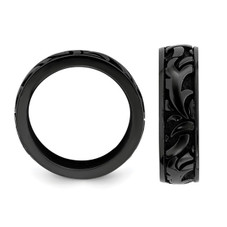 Men's Black Titanium Pattern Band Ring - 7mm  product image